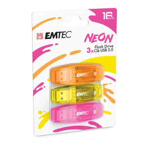 MEMORIA USB2.0 C410 16GB 3PZ NEON COD. ECMMD16GC410P3NEO