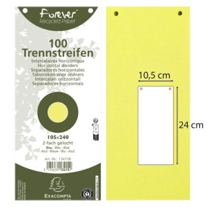 CONF. 100 DIVISORI ORIZZ. RICICLATI 105X240MM FORATI GIALLO 13425B EXACOMPTA COD. 13425B