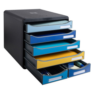 CASSETTIERA A4 6 CASSETTI BIG-BOX MAXI NERO/MULTICOLORE BEE BLUE EXACOMPTA COD. 3124202D