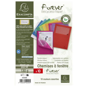 CONF.10 CARTELLE CON FINESTRA FOREVER 22X31CM COLORI ASSORTITI 50200E EXACOMPT COD. 50200E CONFEZIONE DA 10