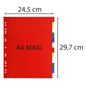 SEPARATORE NEUTRO A 12 TACCHE IN PPL COLORATO A4 MAXI 93H EXACOMPTA COD. 93H CONFEZIONE DA 50
