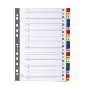 SEPARATORE ALFABETICO A-Z A 20 TACCHE PPL COLORATO A4 94E EXACOMPTA COD. 94E CONFEZIONE DA 20