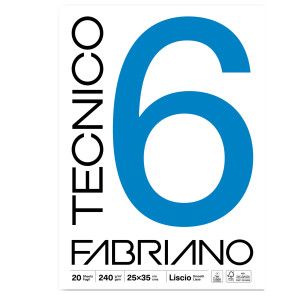 BLOCCO TECNICO 6 25X35CM 20FG 240GR LISCIO FABRIANO COD. 09802535