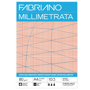 BLOCCO CARTA MILLIMETRATA A4 80GR 10FG FABRIANO COD. 19100662 CONFEZIONE DA 25