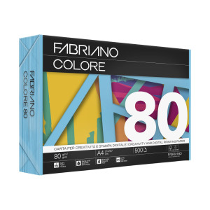 CARTA FABRIANO COLORE A4 80GR 500FG COL.FORTI CIELO COD. 76221297