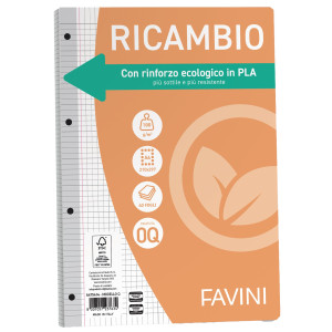 RICAMBI C/RINFORZO ECOLOGICO F.TO A4 100GR 40FG 5MM C/MARGINE FAVINI COD. A475414