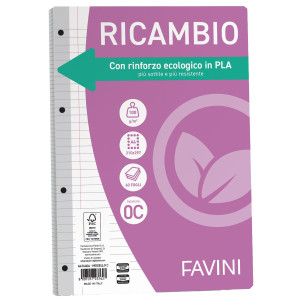 RICAMBI C/RINFORZO ECOLOGICO F.TO A4 100GR 40FG 1 RIGO C/MARGINE FAVINI COD. A476404