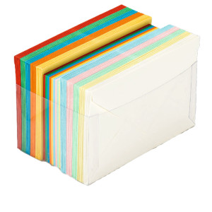 SCATOLA 100 CARTONCINI 200GR + 100 BUSTE 90GR ARCOBALENO FORMATO 4 FAVINI COD. A57X151
