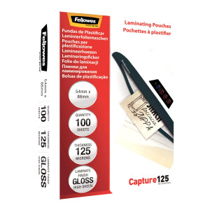 SCATOLA 100 POUCHES CAPTURE125 125MIC 65X95MM FELLOWES COD. 5306702