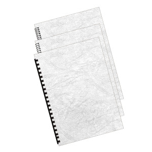 100 COPERTINE A4 CARTONCINO GROFFRATO SEMILPELLE 250G BIANCO FELLOWES COD. 5370104