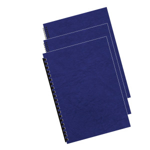 100 COPERTINE A4 CARTONCINO GROFFRATO SEMILPELLE 250G ROYAL BLU FELLOWES COD. 5371305