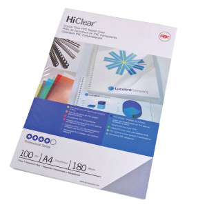 SCATOLA 100 COPERTINE HI-CLEAR 180MICRON A4 NEUTRO TRASPARENTE GBC COD. CE011880E