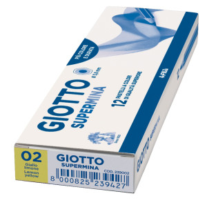 PASTELLO GIOTTO SUPERMINA MONOCOLORE GIALLO LIMONE 02 COD. 239002 CONFEZIONE DA 12