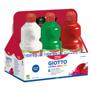 SCHOOLPACK 6 FLACONI TEMPERA PRONTA 1000ML ASSORTITA GIOTTO COD. 53460000