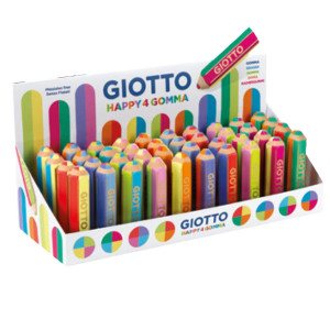 HAPPY GOMMA A FORMA DI MATITA COLORI ASSORTITI HAPPY4 GIOTTO COD. F234900 CONFEZIONE DA 40