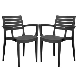 SET DA 2 SEDIE CON BRACCIOLI FIRENZE IN POLIPROPILENE ANTRACITE GRANDSOLEIL COD. S6637Y