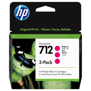 CONFEZIONE DA 3 CARTUCCE HP DI INCHIOSTRO MAGENTA DESIGNJET HP 712 DA 29 ML COD. 3ED78A