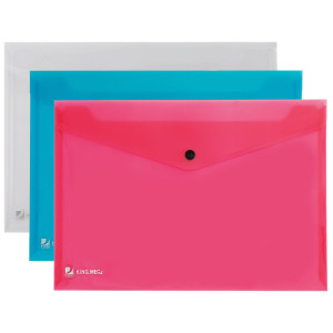 BUSTA CON BOTTONE PULL COLORATA 21X29.7CM COD. 111355 CONFEZIONE DA 5