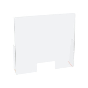 SCHERMO PROTETTIVO DA BANCO CON FERITOIA H60XL80CM IN PET LEBEZ COD. 81034.
