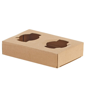 CONF 50 PORTABICCHIERI ASPORTO DA 2 POSTI 17X11X3,5CM CARTA KRAFT AVANA LEONE COD. H0737