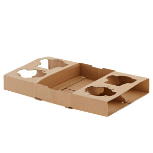 CONF 50 PORTABICCHIERI ASPORTO DA 4 POSTI 29X17,5X3,5CM CARTA KRAFT AVANA LEONE COD. H0738