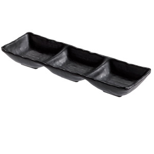 VASSOIETTO A TRE SCOMPARTI NERO IN MELAMINA 27X9X3,5 CM LEONE COD. T8204