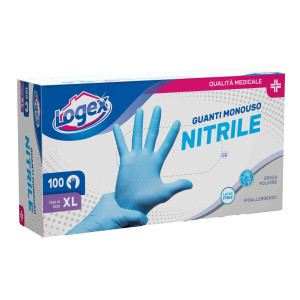 SCATOLA 100 GUANTI IN NITRILE NON TALCATO TG. XL AZZURRO USO MEDICALE COD. 3476LXXL