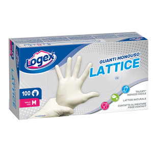SCATOLA DA 100 GUANTI MONOUSO IN LATTICE TG. M LOGEX COD. B5LX-0702V02 NEW