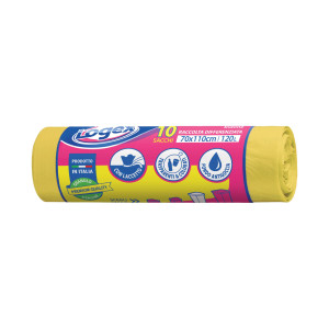 10 SACCHI IMMONDIZIA 70X110CM 120LT HD 16MIC GIALLO LOGEX COD. C5LX-2006Y