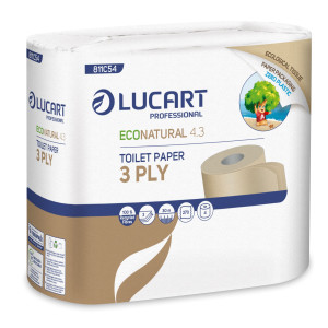 PACCO 4 ROTOLI CARTA IGIENICA 270 STRAPPI ECONATURAL 4.3 LUCART PLASTIC FREE COD. 811C54J