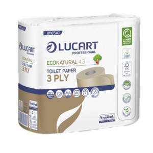 PACCO 4 ROTOLI CARTA IGIENICA 270 STRAPPI ECONATURAL 4.3 LUCART PLASTIC FREE COD. 811C54J