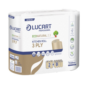 PACCO 2 ROTOLI ASCIUGATUTTO 200 STRAPPI ECONATURAL 2.3 LUCART PLASTIC FREE COD. 821639J