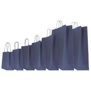 25 SHOPPERS CARTA KRAFT 22X10X29CM TWISTED BLU COD. 037269