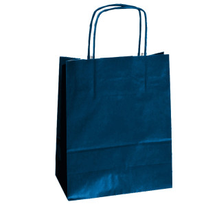 25 SHOPPERS CARTA KRAFT 36X12X41CM TWISTED BLU COD. 037375