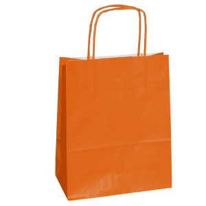 25 SHOPPERS CARTA KRAFT 26X11X35CM TWISTED ARANCIO COD. 037443