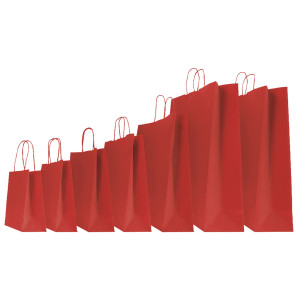 25 SHOPPERS CARTA KRAFT 26X11X34,5CM TWISTED ROSSO COD. 037528