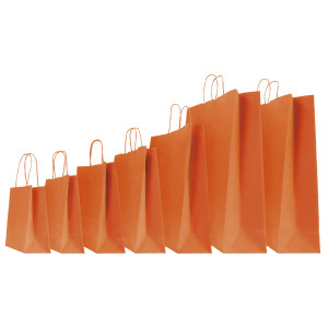 25 SHOPPERS CARTA KRAFT 45X15X50CM TWISTED ARANCIO COD. 047671