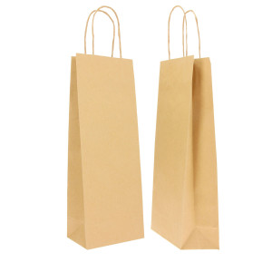 20 SHOPPERS CARTA BIOKRAFT 14X9X38CM PORTABOTTIGLIE AVANA COD. 072215