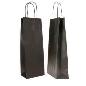 20 SHOPPERS CARTA BIOKRAFT 14X9X38CM PORTABOTTIGLIE NERO COD. 072253