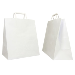 SCATOLA 250 SHOPPERS CARTA CRAFT 28X17X32CM FLAT LARGE BIANCO COD. 072604