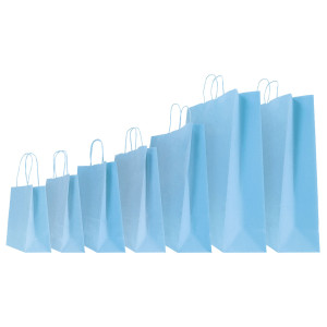 25 SHOPPERS CARTA KRAFT 14X9X20CM TWISTED TURCHESE COD. 079788