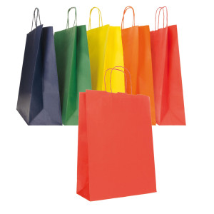 BLISTER 25 SHOPPERS CARTA KRAFT 22X10X29CM TWISTED COLORI ASSORTITI COD. 079900