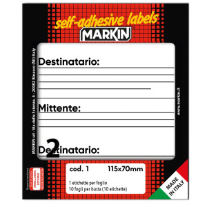 ETICHETTA ADESIVA BIANCA 115X70MM MITT-DEST (10FG X 2ETICHETTE MARKIN COD. X10001