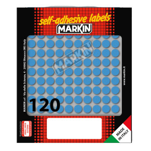 ETICHETTA ADESIVA BLU TONDA D10MM (10FOGLI X 120ETICHETTE MARKIN COD. 10004BL