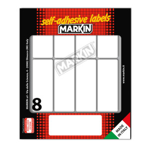 ETICHETTA ADESIVA BIANCA 70X27MM (10FOGLI X 8ETICHETTE MARKIN COD. 10045 CONFEZIONE DA 25
