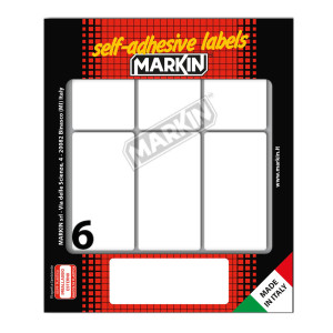 ETICHETTA ADESIVA BIANCA 70X37MM (10FOGLI X 6ETICHETTE MARKIN COD. 10046 CONFEZIONE DA 25