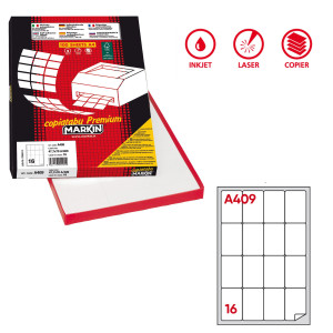 ETICHETTA ADESIVA A/409 BIANCA 100FG A4 47,7X70MM (16ETI/FG MARKIN COD. X210A409