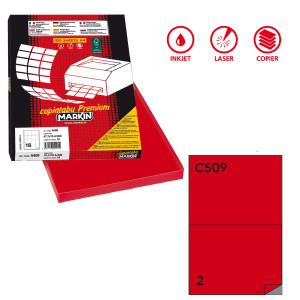 ETICHETTA ADESIVA C/509 ROSSO 100FG A4 210X148,5MM (2ET/FG MARKIN COD. X210C509RO