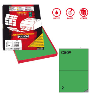 ETICHETTA ADESIVA C/509 VERDE 100FG A4 210X148,5MM (2ET/FG MARKIN COD. X210C509VE