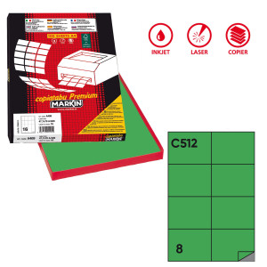ETICHETTA ADESIVA C/512 VERDE 100FG A4 105X74,25MM (8ET/FG MARKIN COD. X210C512VE